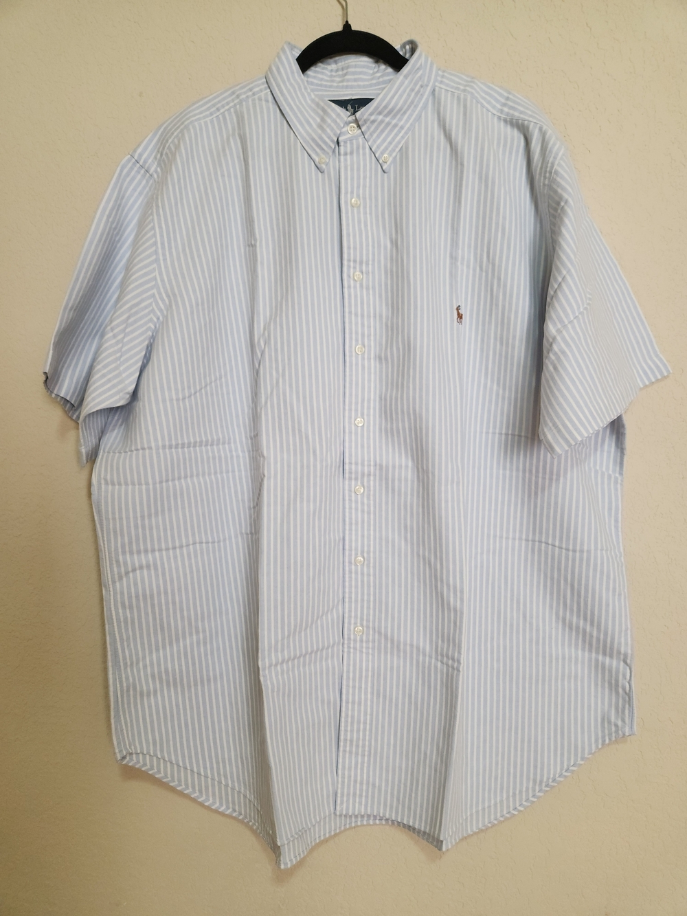 Polo by Ralph Lauren Light Blue and White Striped Short-Sleeve Button-Down Shirt